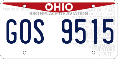 OH license plate GOS9515