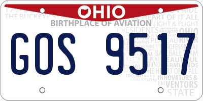 OH license plate GOS9517