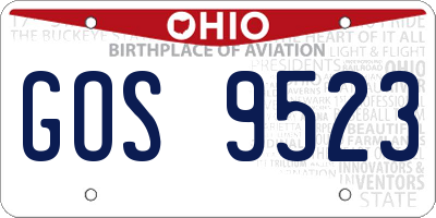 OH license plate GOS9523