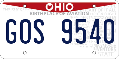 OH license plate GOS9540