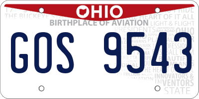 OH license plate GOS9543