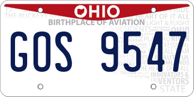 OH license plate GOS9547