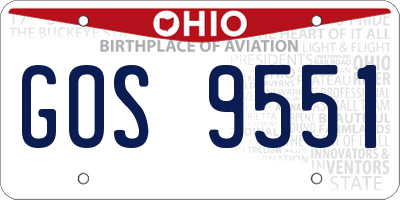 OH license plate GOS9551