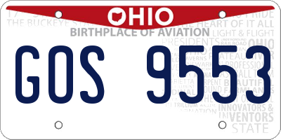 OH license plate GOS9553