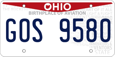 OH license plate GOS9580