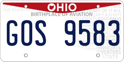 OH license plate GOS9583