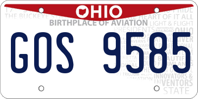 OH license plate GOS9585