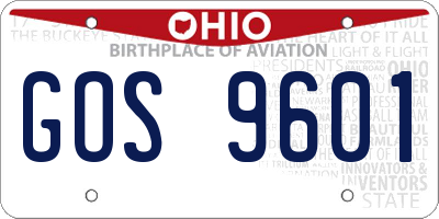 OH license plate GOS9601