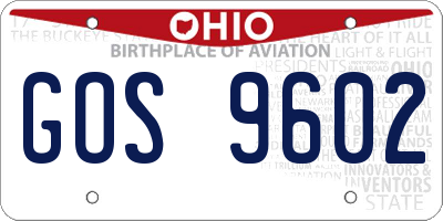 OH license plate GOS9602