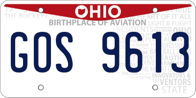 OH license plate GOS9613