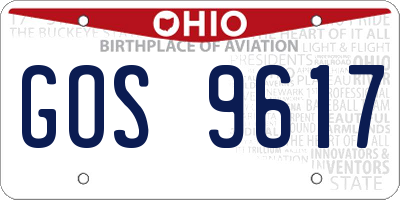 OH license plate GOS9617