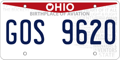 OH license plate GOS9620