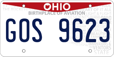 OH license plate GOS9623