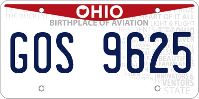 OH license plate GOS9625