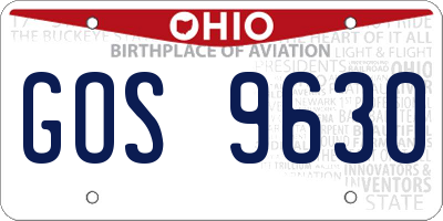 OH license plate GOS9630