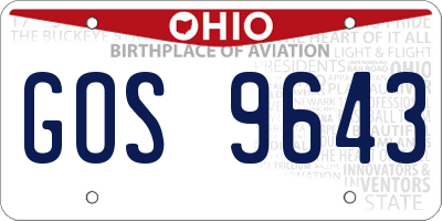 OH license plate GOS9643
