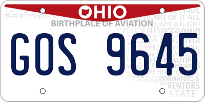 OH license plate GOS9645