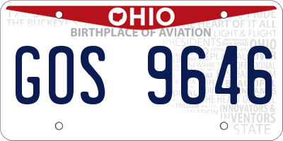 OH license plate GOS9646