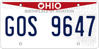 OH license plate GOS9647