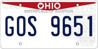 OH license plate GOS9651