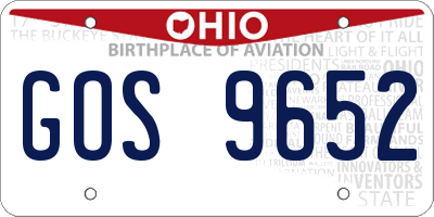 OH license plate GOS9652