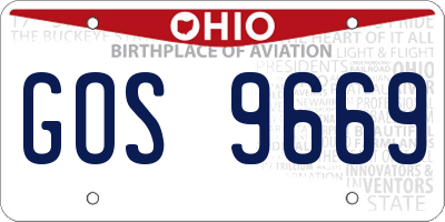 OH license plate GOS9669