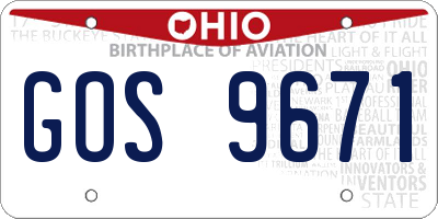 OH license plate GOS9671