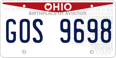 OH license plate GOS9698