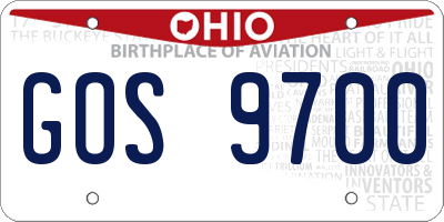 OH license plate GOS9700