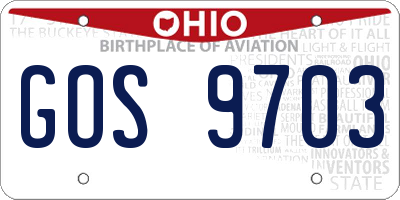 OH license plate GOS9703
