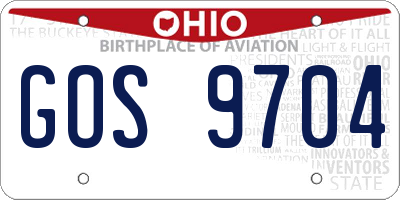 OH license plate GOS9704