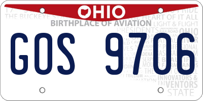 OH license plate GOS9706