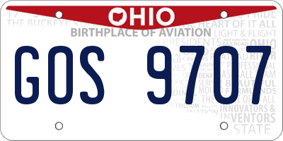 OH license plate GOS9707
