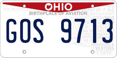OH license plate GOS9713
