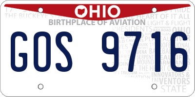 OH license plate GOS9716