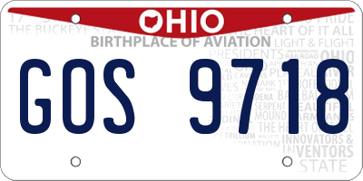 OH license plate GOS9718