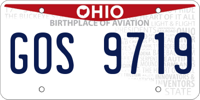 OH license plate GOS9719