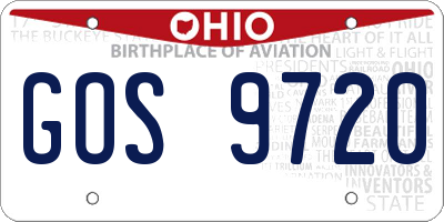 OH license plate GOS9720