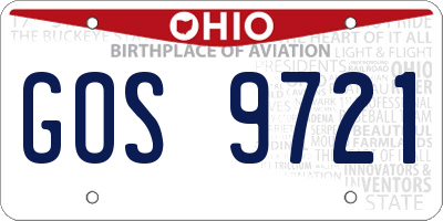 OH license plate GOS9721