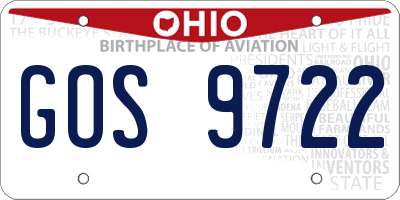 OH license plate GOS9722