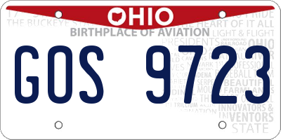 OH license plate GOS9723