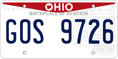 OH license plate GOS9726