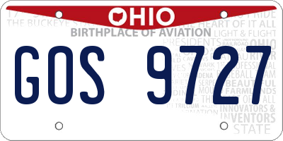OH license plate GOS9727