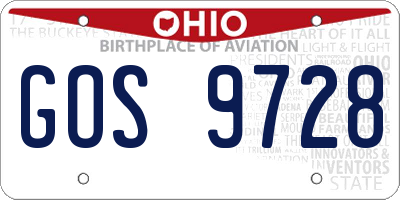 OH license plate GOS9728