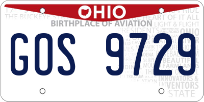 OH license plate GOS9729
