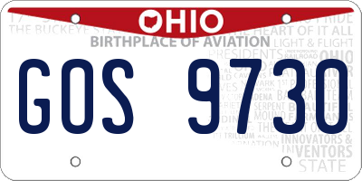 OH license plate GOS9730