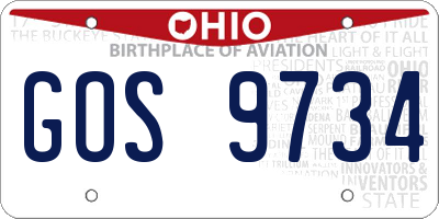 OH license plate GOS9734