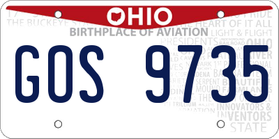 OH license plate GOS9735