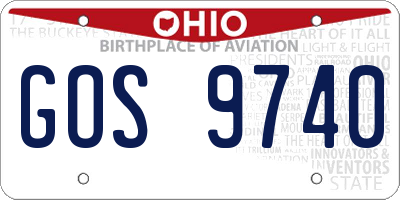OH license plate GOS9740