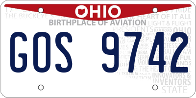 OH license plate GOS9742